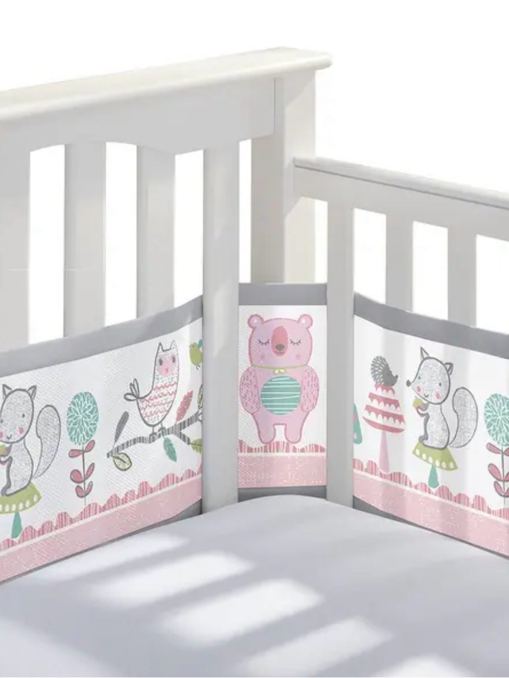 Pink Woodland Friends Crib Bumper - BreathableBaby NEW